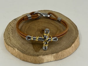 Mixed Metal Cross Twist Bracelet